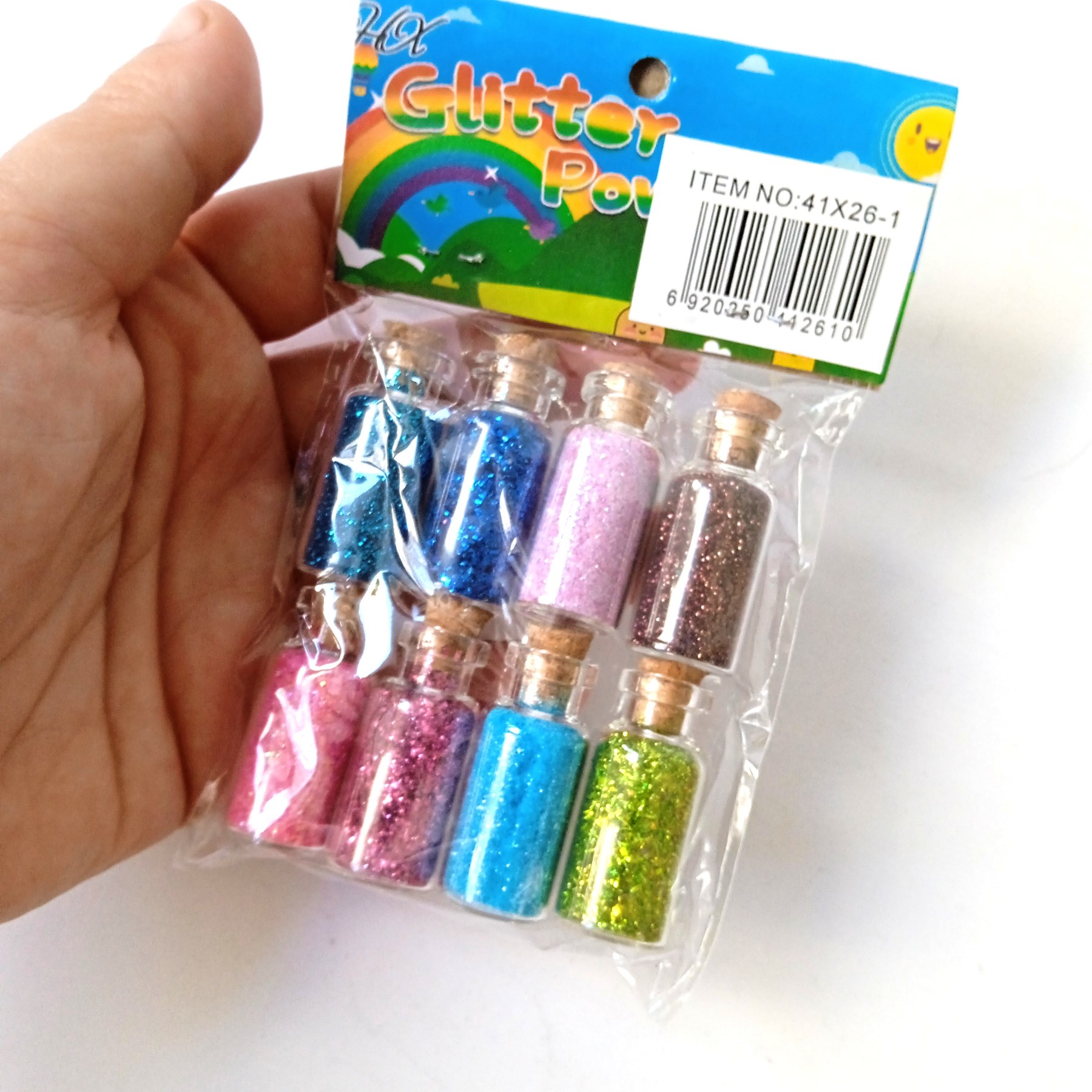 Набір блискіток глиттер Glitter Powder, 8 кольорів по 15 грам, для творчості та декору, 41X26-1