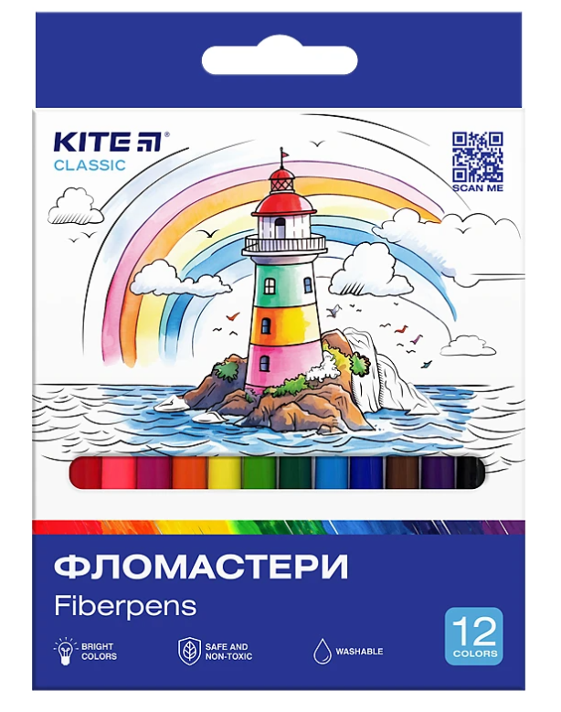 Фломастери Kite Classic K-447, 12 кольорів